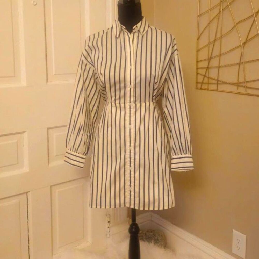 Chic Striped Shirt Dress - Express